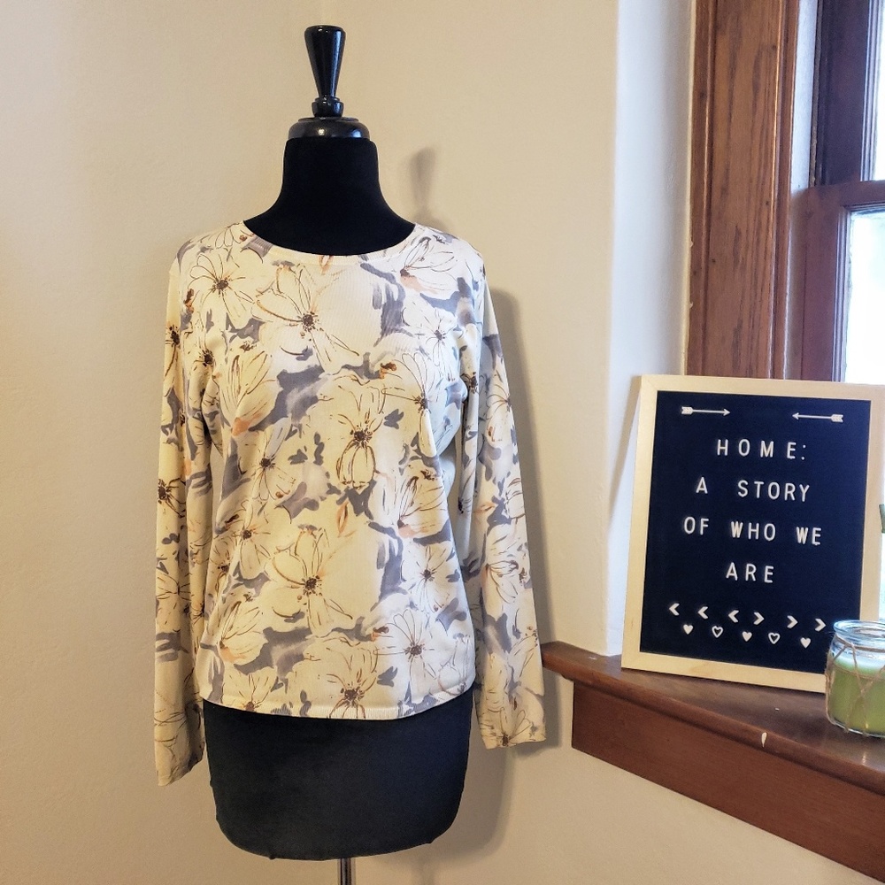 Talbots Floral 77% Silk Sweater Medium